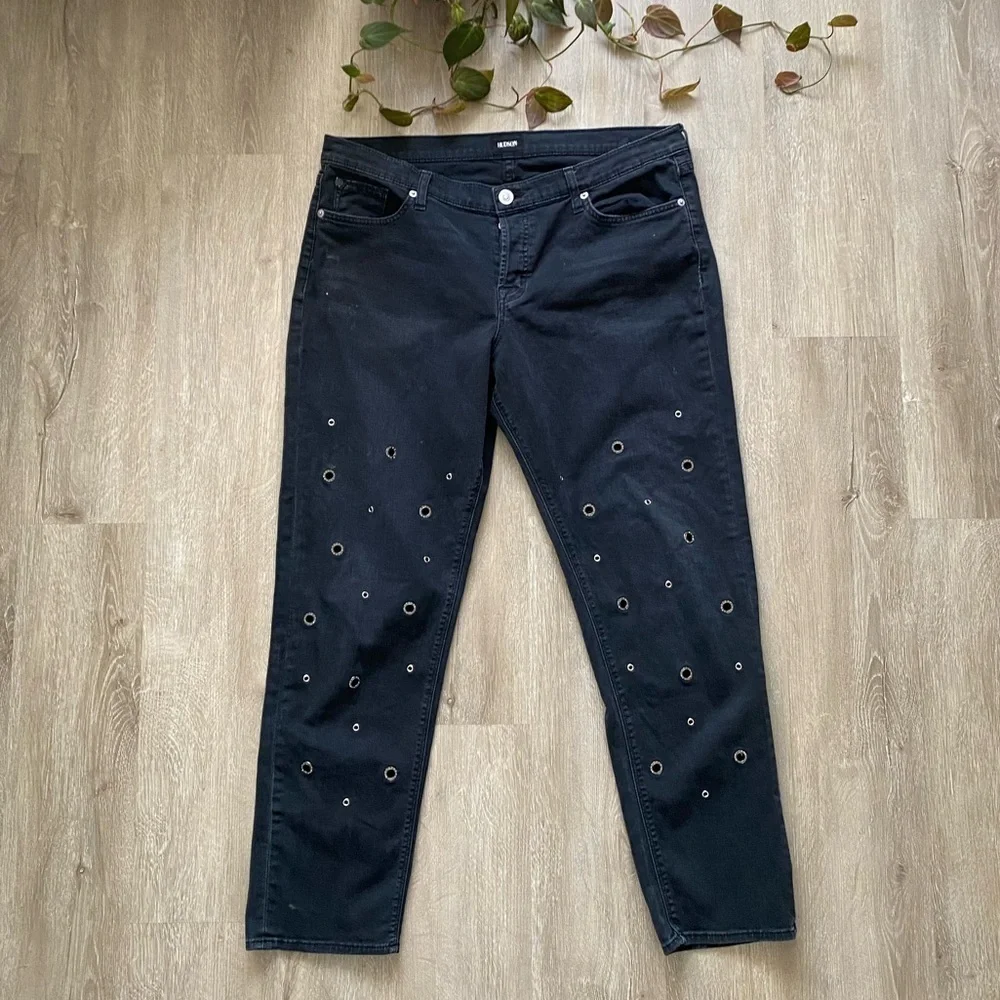 Hudson RILEY Crop Grommet Rhinestone Jeans BLACK